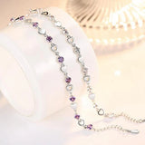 Sweet Heart Purple Zircon 925 Silver Bracelet Bangle SZ106