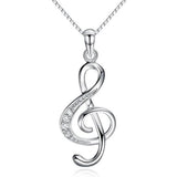 Treble Clef Note Zircon 925 Silver Pendant PE115