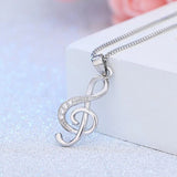 Treble Clef Note Zircon 925 Silver Pendant PE115