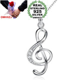 Treble Clef Note Zircon 925 Silver Pendant PE115