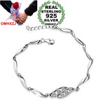 Vintage Zircon Heart 925 Sterling Silver Bracelet