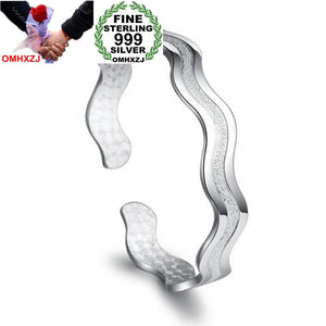 Love Interwoven Water Ripple 999 Silver Bracelet Bangle SZ76
