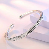 925 Silver Twisted Car Flower Line Bracelet Bangle SZ60