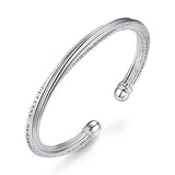 925 Silver Twisted Car Flower Line Bracelet Bangle SZ60