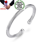 925 Silver Twisted Car Flower Line Bracelet Bangle SZ60