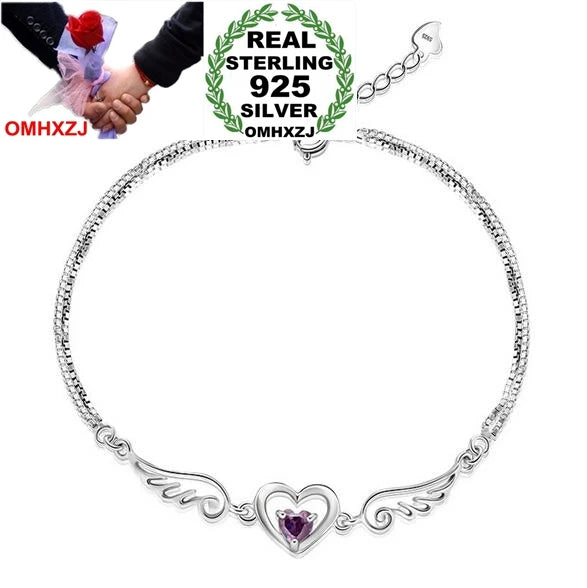 Amethyst 925 Silver Purple Angel Lover Gift Women Bracelet