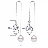 925 Silver Tassel Pendant Pearl Drop Long Earrings
