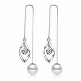 925 Silver Tassel Pendant Pearl Drop Long Earrings