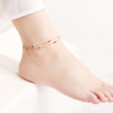 JL19 Two-Layer Eye 18KT Chain Beach Anklet
