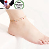 JL19 Two-Layer Eye 18KT Chain Beach Anklet