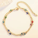 JL19 Two-Layer Eye 18KT Chain Beach Anklet