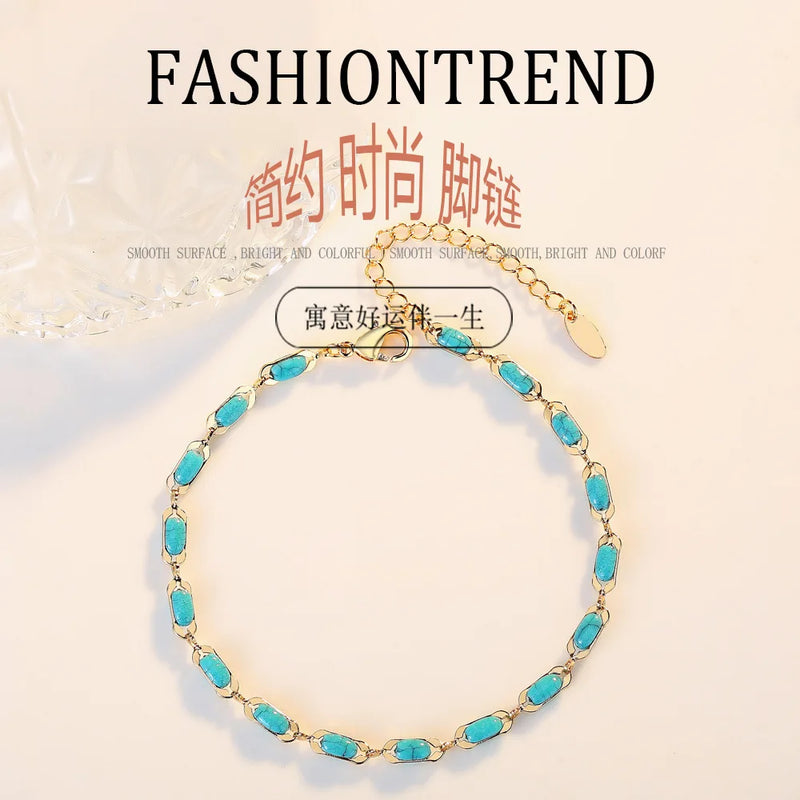 JL19 Two-Layer Eye 18KT Chain Beach Anklet