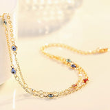 JL19 Two-Layer Eye 18KT Chain Beach Anklet
