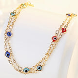 JL19 Two-Layer Eye 18KT Chain Beach Anklet