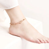 JL20 Heart Beads Anklet 18KT Chain European Fine Gift