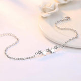 925 Sterling Silver Pentagram Zircon Bracelet Bangle