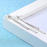 925 Sterling Silver Double Line Tassel Stud Earrings