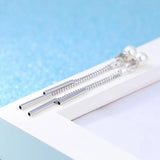 925 Sterling Silver Double Line Tassel Stud Earrings