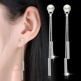 925 Sterling Silver Double Line Tassel Stud Earrings