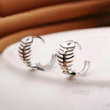 Kpop Star Animal Fish Bone 925 Sterling Silver Stud Earrings