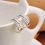Kpop Star Animal Fish Bone 925 Sterling Silver Stud Earrings