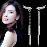 Sweet Star Angel Wings 925 Silver Tassel Earrings