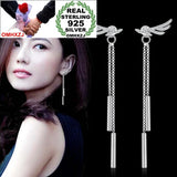 Sweet Star Angel Wings 925 Silver Tassel Earrings