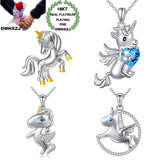 Europe Woman Unicorn Zircon 18KT Pendant Necklace