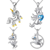 Europe Woman Unicorn Zircon 18KT Pendant Necklace