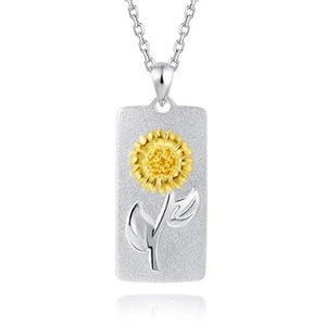 European Sun Flower 18KT Pendant Necklace