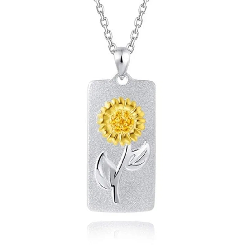 European Sun Flower 18KT Pendant Necklace