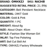 European Pink Bowtie Bell 24KT Pendant Necklace