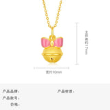 European Pink Bowtie Bell 24KT Pendant Necklace