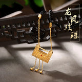 Vintage Lock Tassel Pendant Necklace 24KT