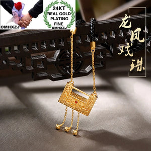 Vintage Lock Tassel Pendant Necklace 24KT
