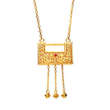 Vintage Lock Tassel Pendant Necklace 24KT