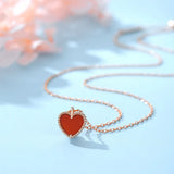 European Red Heart Rose Pendant Necklace