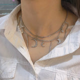 European Fine Moon Star Zircon 18KT Necklace