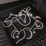 European Fine Moon Star Zircon 18KT Necklace