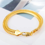 OMHXZJ Flat Snake Chain 18KT Bracelet BR134