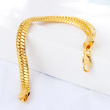 OMHXZJ Flat Snake Chain 18KT Bracelet BR134