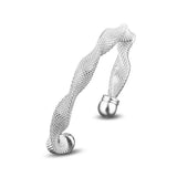 Mesh Twisted Open 925 Sterling Silver Bangle Bracelet