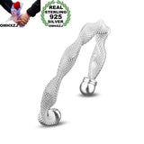 Mesh Twisted Open 925 Sterling Silver Bangle Bracelet