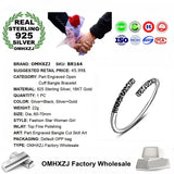 Engraved 925 Sterling Silver 18KT Cuff Bangle Bracelet