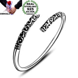 Engraved 925 Sterling Silver 18KT Cuff Bangle Bracelet