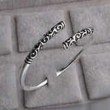 Engraved 925 Sterling Silver 18KT Cuff Bangle Bracelet