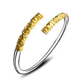 Engraved 925 Sterling Silver 18KT Cuff Bangle Bracelet