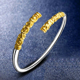 Engraved 925 Sterling Silver 18KT Cuff Bangle Bracelet