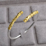 Engraved 925 Sterling Silver 18KT Cuff Bangle Bracelet