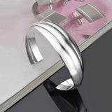 Geometric Open 925 Sterling Silver Cuff Bangle Bracelet